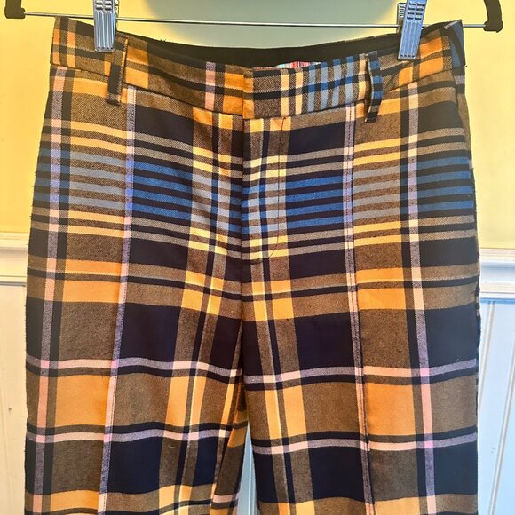 Urban Outfitters 2 Women's Yellow Blue Plaid Print Straight leg pants - Picture 7 of 8